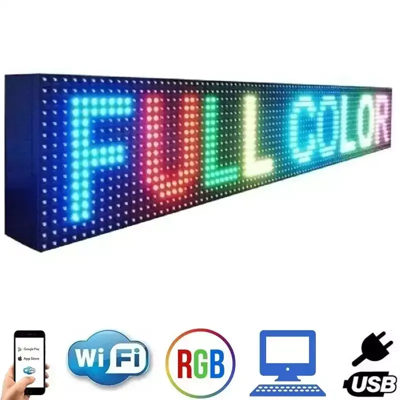 64x16 cm RGB LED Wi-Fi Destekli Renkli Tabela