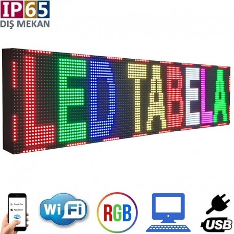 128x64 cm RGB LED WiFi Özellikli Renkli Kayan Yazı Tabela