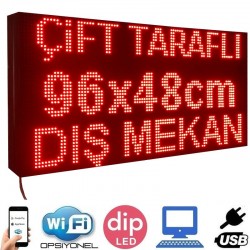 96x48 cm Çift Taraflı LED Tabela Dış Mekan Kayan Yazı