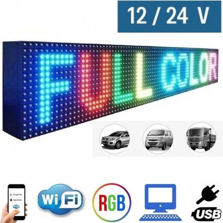 16x128 cm Wi-Fi'li Araç İçi Güzergah RGB LED Tabela